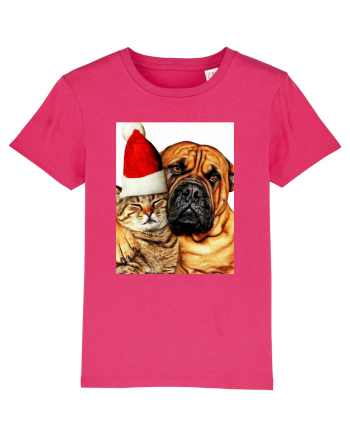Dogs and cat in Christmas spirit Raspberry