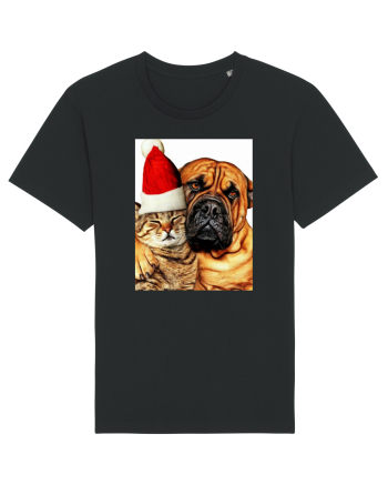 Dogs and cat in Christmas spirit Black