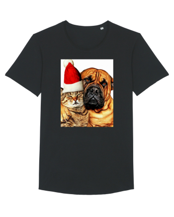 Dogs and cat in Christmas spirit Black