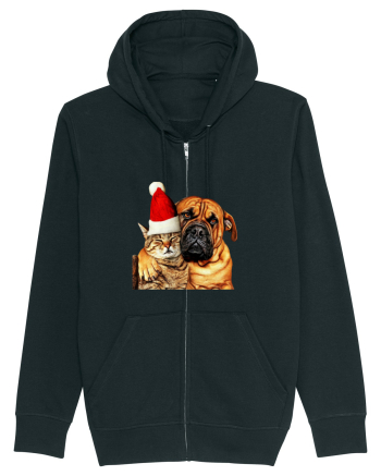 Dogs and cat in Christmas spirit Black