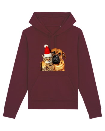 Dogs and cat in Christmas spirit Burgundy