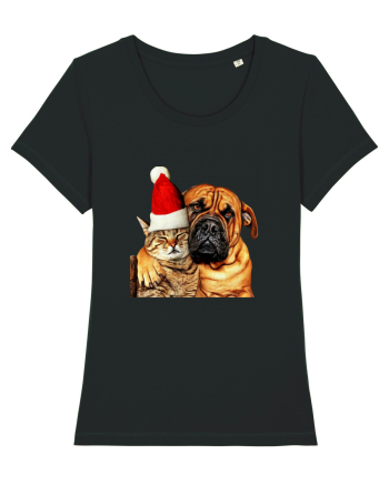 Dogs and cat in Christmas spirit Black
