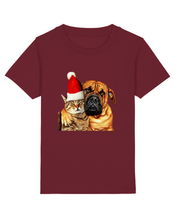 Dogs and cat in Christmas spirit Burgundy