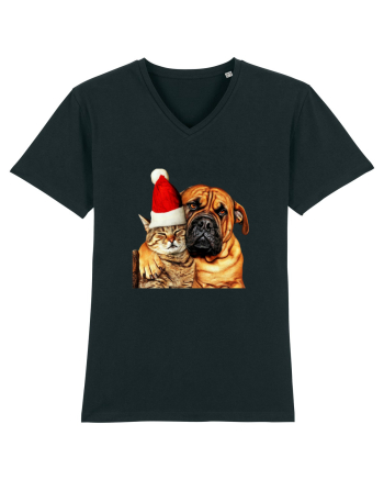 Dogs and cat in Christmas spirit Black