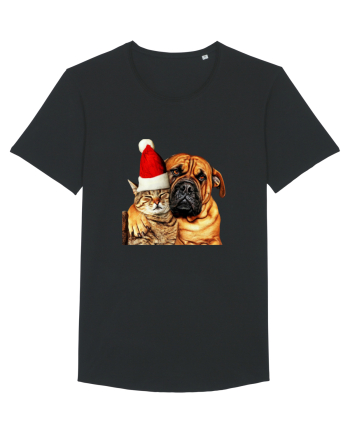 Dogs and cat in Christmas spirit Black