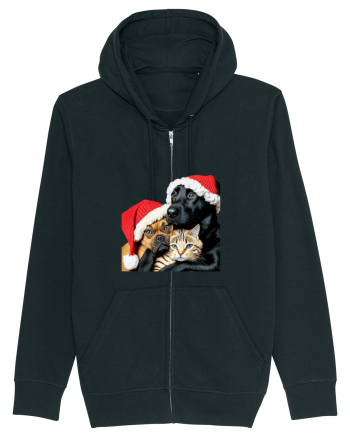 Dogs and cat in Christmas spirit Black