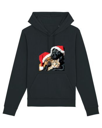 Dogs and cat in Christmas spirit Black