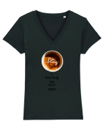 Cup of coffee. Enjoy all the simple thing in Your life.  Tricou mânecă scurtă guler V Damă Evoker