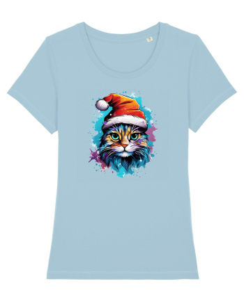 Christmas cat Sky Blue