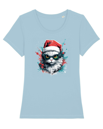 Christmas cat Sky Blue