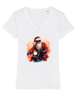 Rocker Santa  Tricou mânecă scurtă guler V Damă Evoker