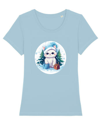 Christmas cat Sky Blue