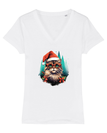 Christmas cat White