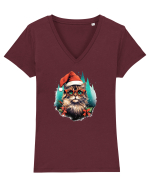 Christmas cat Tricou mânecă scurtă guler V Damă Evoker