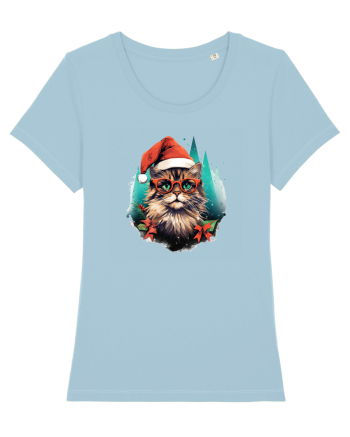 Christmas cat Sky Blue