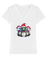 Christmas dinosaur party Tricou mânecă scurtă guler V Damă Evoker