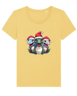 Christmas dinosaur party Tricou mânecă scurtă guler larg fitted Damă Expresser