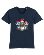 Christmas dinosaur party Tricou mânecă scurtă guler V Bărbat Presenter