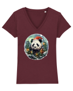 Christmas Panda Tricou mânecă scurtă guler V Damă Evoker