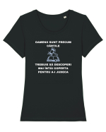 OAMENII SUNT PRECUM CĂRȚILE Tricou mânecă scurtă guler larg fitted Damă Expresser