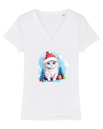 Christmas cat White