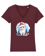 Christmas cat Tricou mânecă scurtă guler V Damă Evoker