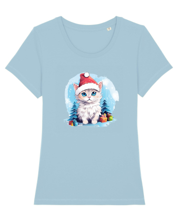 Christmas cat Sky Blue
