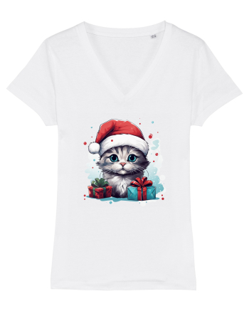Christmas cat White