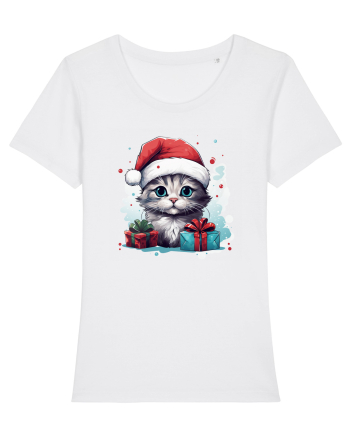 Christmas cat White