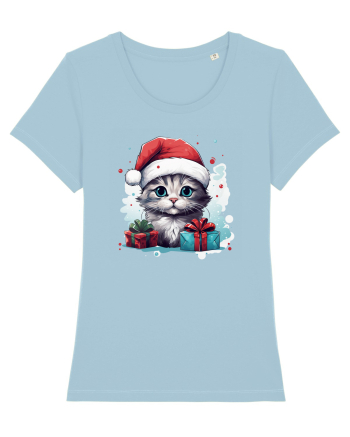 Christmas cat Sky Blue