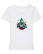 Christmas splash  Tricou mânecă scurtă guler larg fitted Damă Expresser