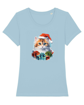 Christmas cat Sky Blue
