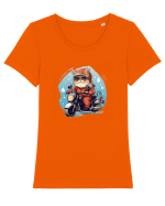 Rocker Cat Tricou mânecă scurtă guler larg fitted Damă Expresser