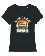 Născut in 1984 Retro sunset casette Tricou mânecă scurtă guler larg fitted Damă Expresser