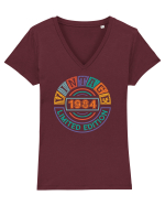 Vintage 1984 limited edition Vegas - Cadou aniversar 1984 Tricou mânecă scurtă guler V Damă Evoker