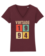 Vintage 1994 square - Cadou aniversar 1994 Tricou mânecă scurtă guler V Damă Evoker