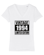 Vintage 1994 limited edition B&W - Cadou aniversar 1994 Tricou mânecă scurtă guler V Damă Evoker