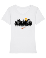 Vulpe in padure Tricou mânecă scurtă guler larg fitted Damă Expresser