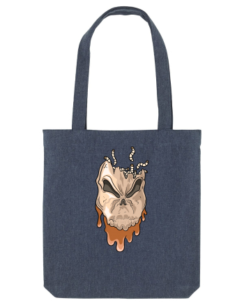 Rotten Brand -  Evil skull head with worms Midnight Blue