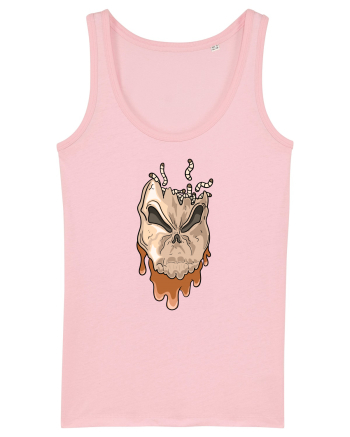Rotten Brand -  Evil skull head with worms Cotton Pink