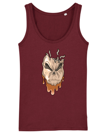 Rotten Brand -  Evil skull head with worms Burgundy