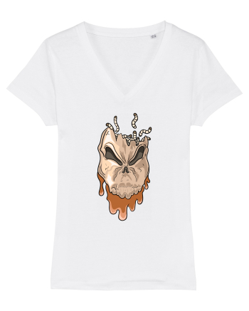 Rotten Brand -  Evil skull head with worms White