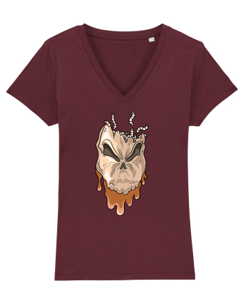 Rotten Brand -  Evil skull head with worms Burgundy