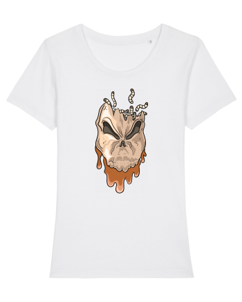 Rotten Brand -  Evil skull head with worms White