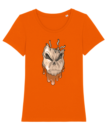 Rotten Brand -  Evil skull head with worms Bright Orange