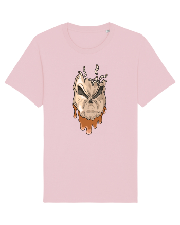 Rotten Brand -  Evil skull head with worms Cotton Pink