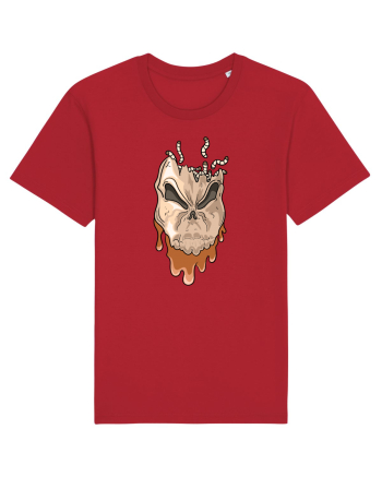 Rotten Brand -  Evil skull head with worms Red