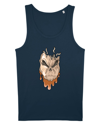 Rotten Brand -  Evil skull head with worms Navy
