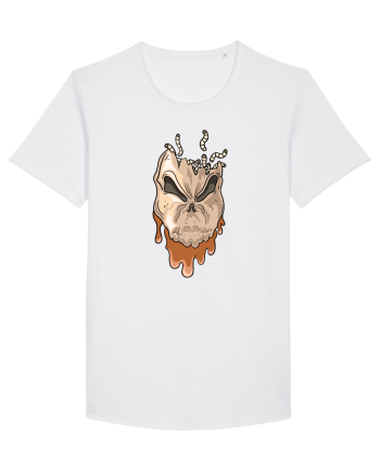 Rotten Brand -  Evil skull head with worms White