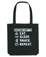 Raccoon motto, Eat Sleep Snack Repeat Sacoșă textilă